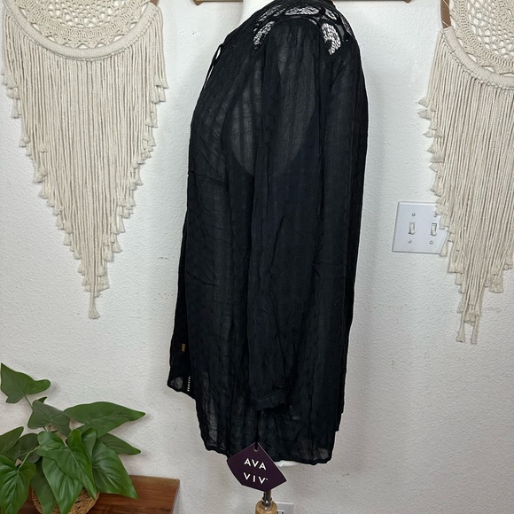 Ava & Viv black sheer boho blouse NEW size XL - Picture 4 of 7